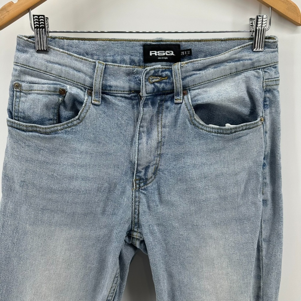 RSQ Straight Leg Jeans Mens 28x32 Blue Denim Slim Fit Stretch‎ Casualwear Y2K